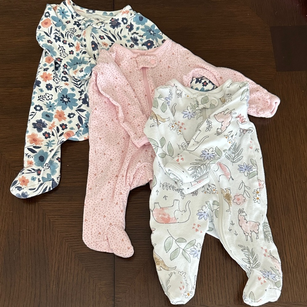 3 Piece Zippered Sleeper Set - Newborn